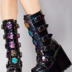 Y.R.U. Dune Mushroom Platform Boots In Black Multicolor