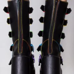 Y.R.U. Dune Rainbow Platform Boots In Black Shoes