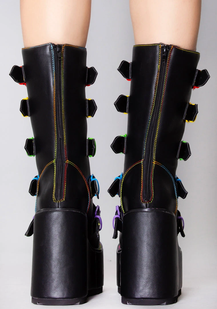 Y.R.U. Dune Rainbow Platform Boots In Black Shoes