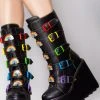 Y.R.U. Dune Rainbow Platform Boots In Black Shoes
