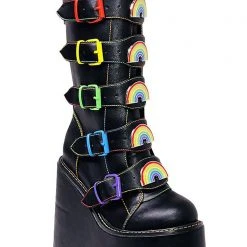 Y.R.U. Dune Rainbow Platform Boots In Black Shoes