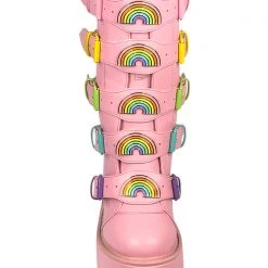 Y.R.U. Dune Rainbow Platform Boots In Pastel Pink