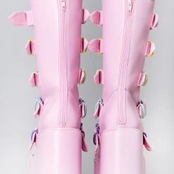 Y.R.U. Dune Rainbow Platform Boots In Pastel Pink