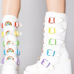Y.R.U. Dune Rainbow Platform Boots In White Shoes