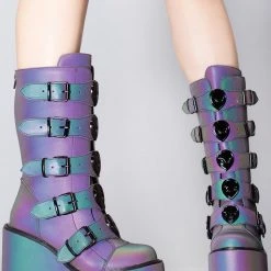 Y.R.U. Shoes Dune Alien Platform Boots In Reflective