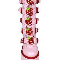 Y.R.U. Dune Strawberry Platform Boots In Pink Red