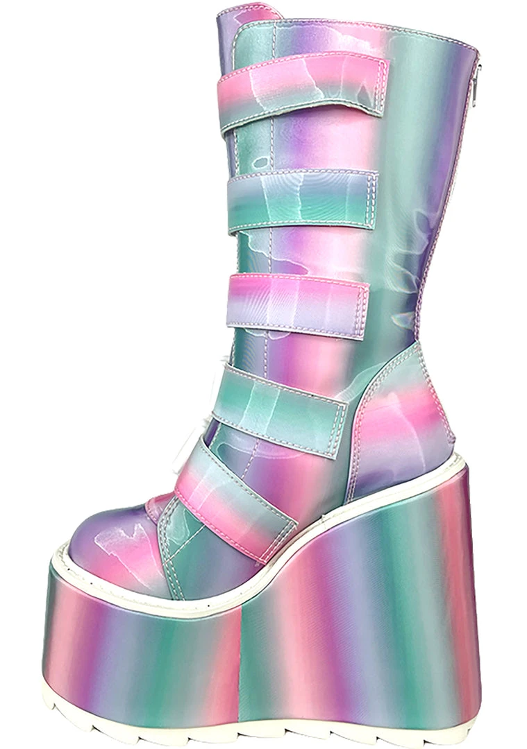 Y.R.U. Tea Room Cinema Dune Techno Platform Boots In Prizmatiq Pastel