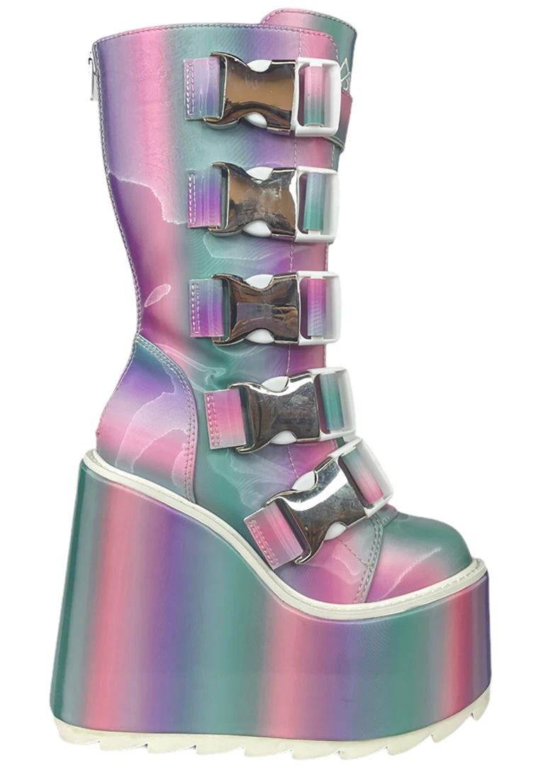 Y.R.U. Tea Room Cinema Dune Techno Platform Boots In Prizmatiq Pastel