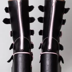 Y.R.U. New Dune Valentine Platform Boots In Black Pink