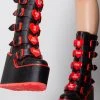 Y.R.U. New Dune Valentine Platform Boots In Black Red