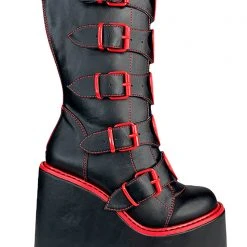 Y.R.U. New Dune Valentine Platform Boots In Black Red