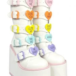 Y.R.U. Shoes Dune Valentine Platform Boots In White Pastel