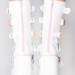 Y.R.U. Shoes Dune Valentine Platform Boots In White Pastel