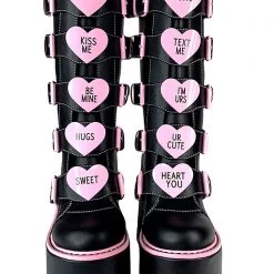 Y.R.U. New Dune Valentine Platform Boots In Black Pink