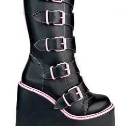 Y.R.U. New Dune Valentine Platform Boots In Black Pink