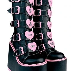 Y.R.U. New Dune Valentine Platform Boots In Black Pink
