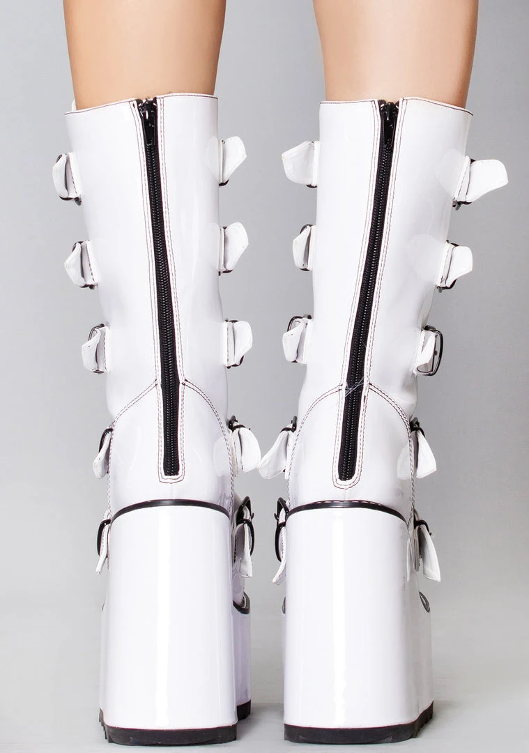 Y.R.U. Dune Yin Yang Platform Boots In White Tea Room Cinema