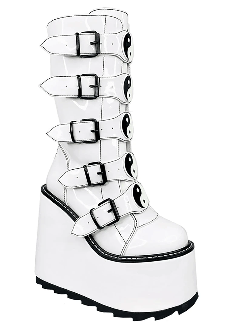 Y.R.U. Dune Yin Yang Platform Boots In White Tea Room Cinema