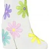 Y.R.U. New Jem Daisies Ankle Boots In Pastel White