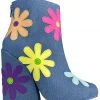 Y.R.U. New Jem Daisies Ankle Boots In Denim