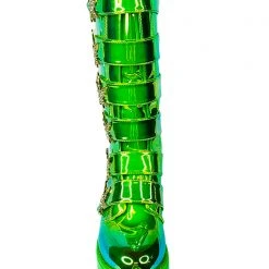 Y.R.U. Mad World Karma Hi Weed Platform Boots In Green Atlantis