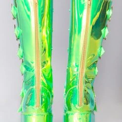 Y.R.U. Mad World Karma Hi Weed Platform Boots In Green Atlantis