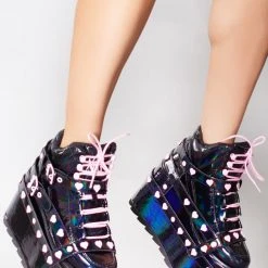 Y.R.U. New Qozmo Bondage Heart In Black Hologram/Pink