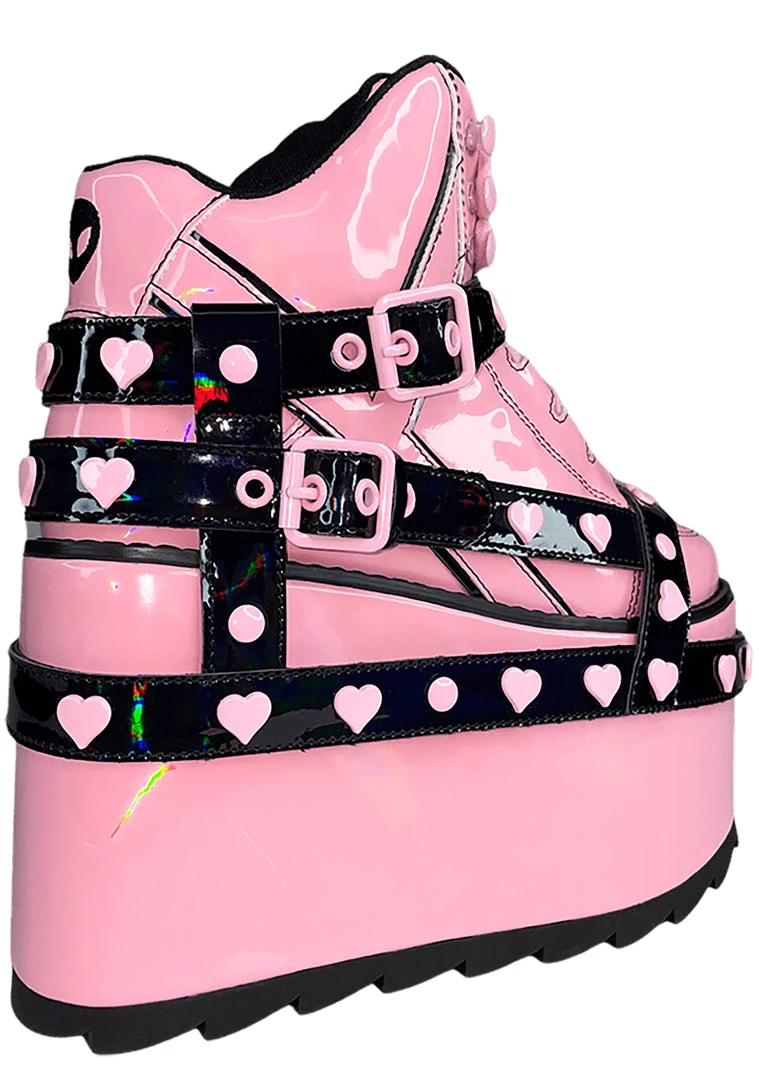 Y.R.U. Qozmo Bondage Heart In Pink Hologram/Black