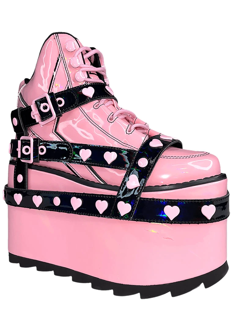 Y.R.U. Qozmo Bondage Heart In Pink Hologram/Black