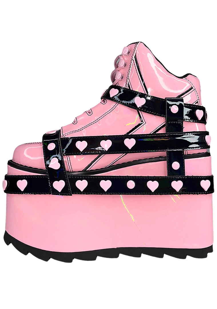 Y.R.U. Qozmo Bondage Heart In Pink Hologram/Black
