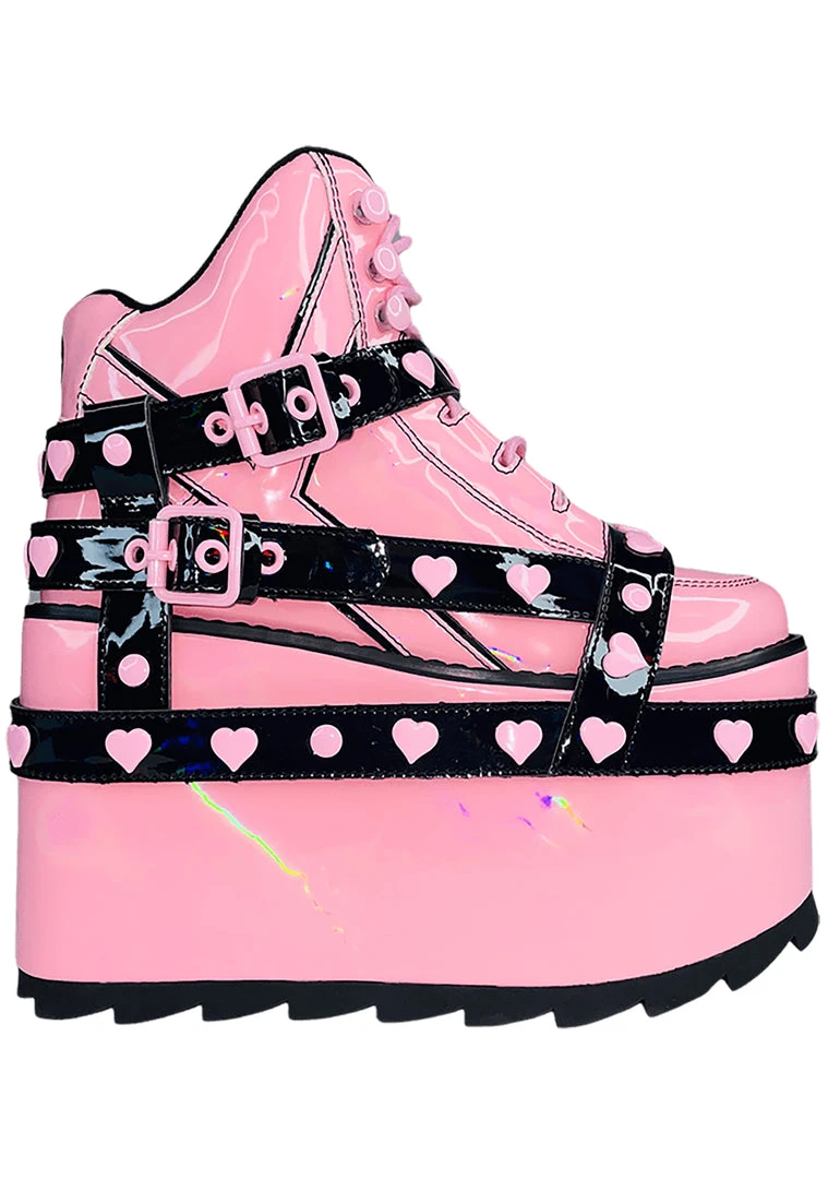 Y.R.U. Qozmo Bondage Heart In Pink Hologram/Black