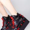 Y.R.U. Qozmo Bondage Rose Platform Sneakers In Black Red Wild Heart