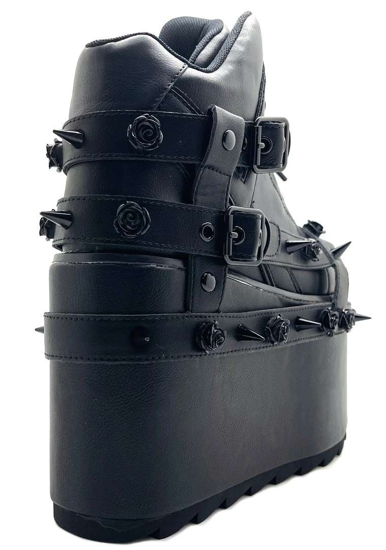 Y.R.U. Qozmo Bondage Rose Blackout Platform Sneakers Shoes