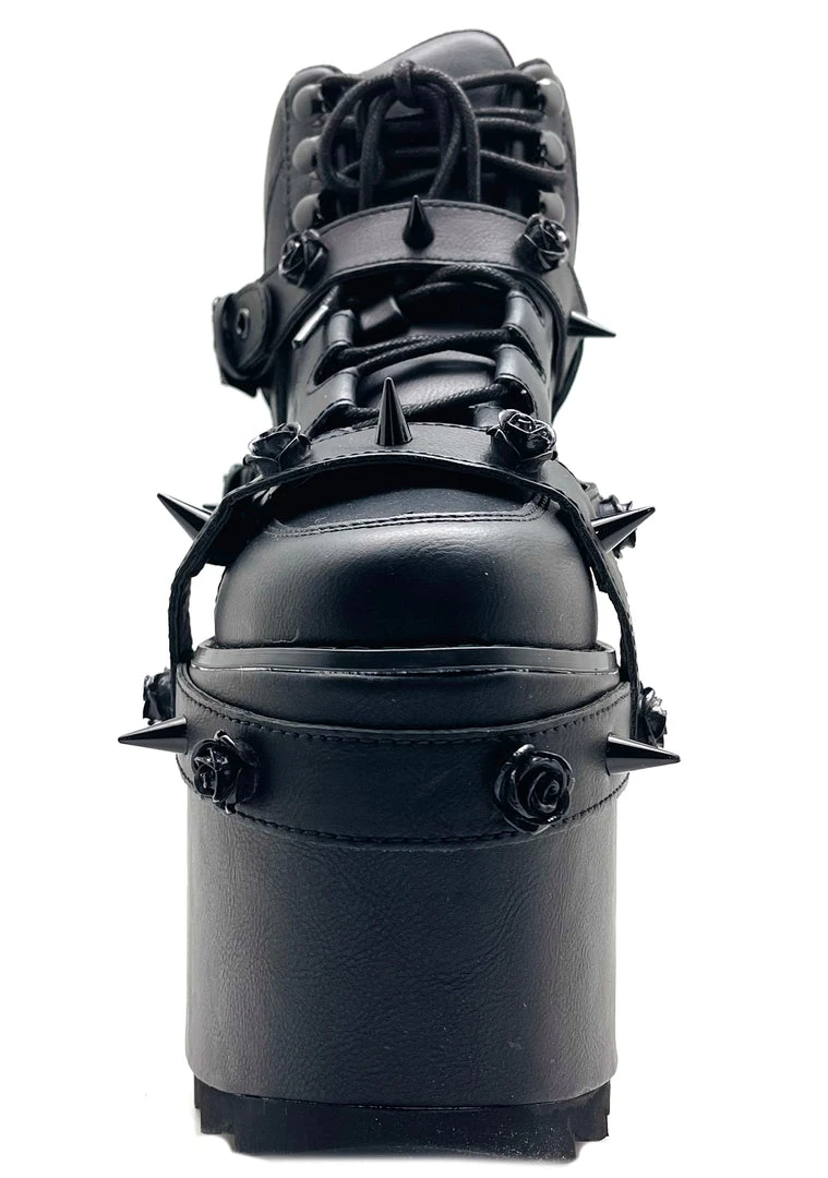 Y.R.U. Qozmo Bondage Rose Blackout Platform Sneakers Shoes