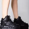 Y.R.U. Qozmo Bondage Rose Blackout Platform Sneakers Shoes