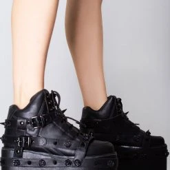 Y.R.U. Qozmo Bondage Rose Blackout Platform Sneakers Shoes