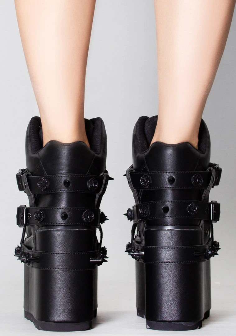 Y.R.U. Qozmo Bondage Rose Blackout Platform Sneakers Shoes