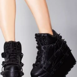 Y.R.U. Qozmo Bondage Rose Blackout Platform Sneakers Shoes