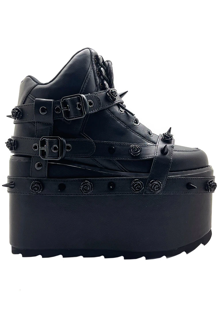Y.R.U. Qozmo Bondage Rose Blackout Platform Sneakers Shoes