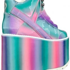 Y.R.U. Mad World Qozmo Platform Sneakers In Prizmatiq Pastel