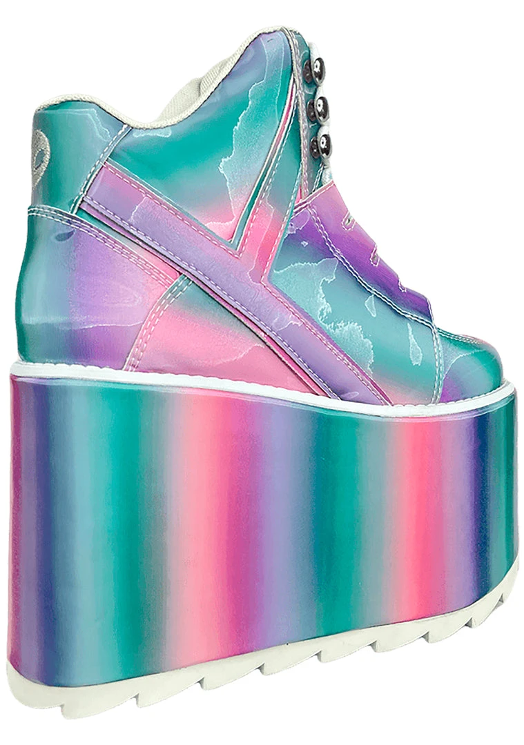 Y.R.U. Mad World Qozmo Platform Sneakers In Prizmatiq Pastel