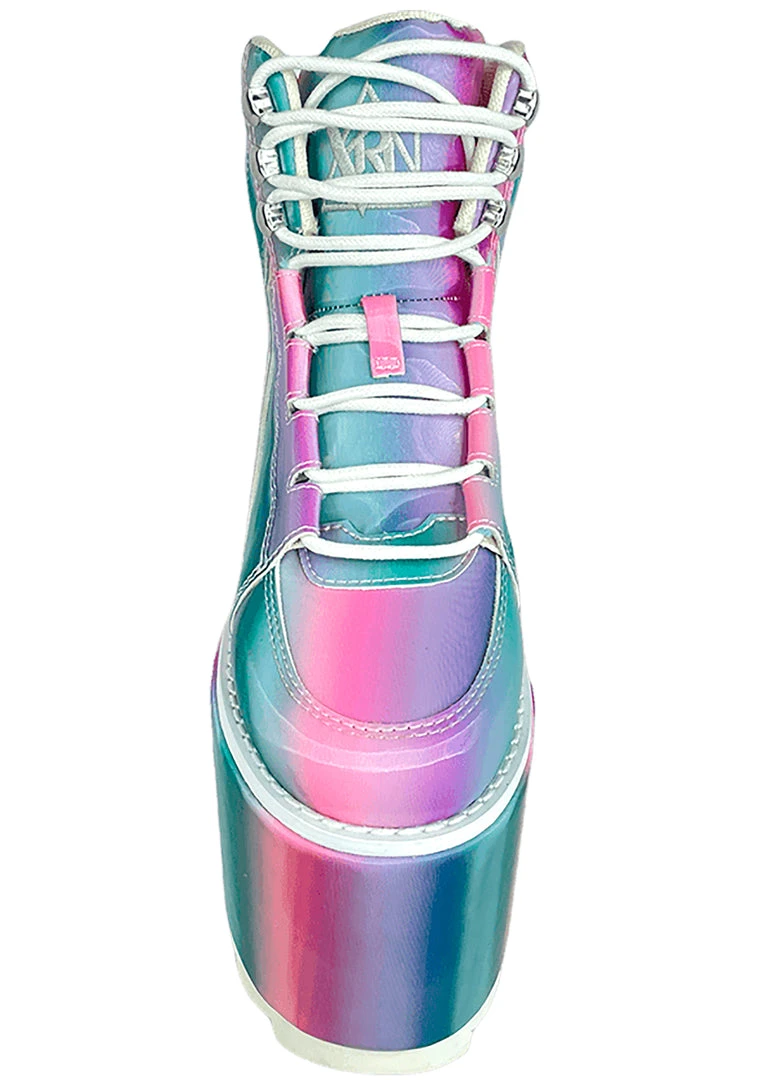 Y.R.U. Mad World Qozmo Platform Sneakers In Prizmatiq Pastel