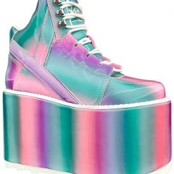 Y.R.U. Mad World Qozmo Platform Sneakers In Prizmatiq Pastel