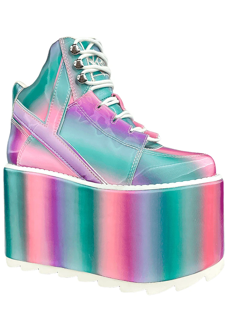 Y.R.U. Mad World Qozmo Platform Sneakers In Prizmatiq Pastel
