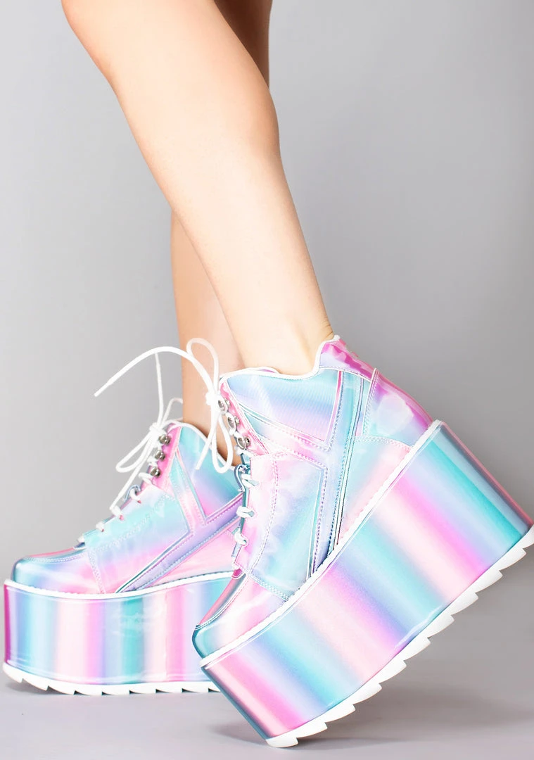 Y.R.U. Mad World Qozmo Platform Sneakers In Prizmatiq Pastel