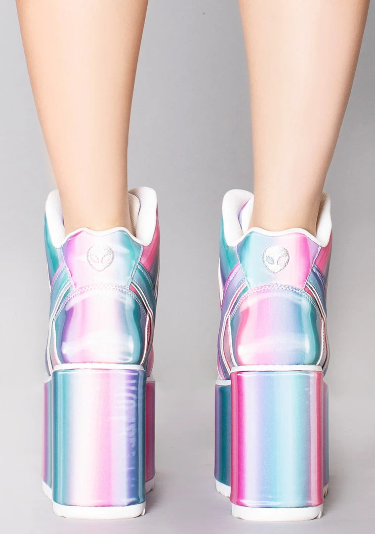 Y.R.U. Mad World Qozmo Platform Sneakers In Prizmatiq Pastel