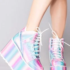 Y.R.U. Mad World Qozmo Platform Sneakers In Prizmatiq Pastel