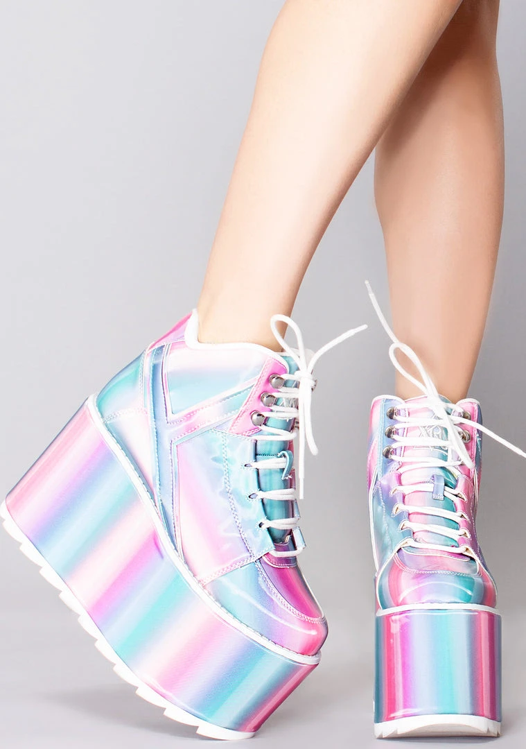 Y.R.U. Mad World Qozmo Platform Sneakers In Prizmatiq Pastel