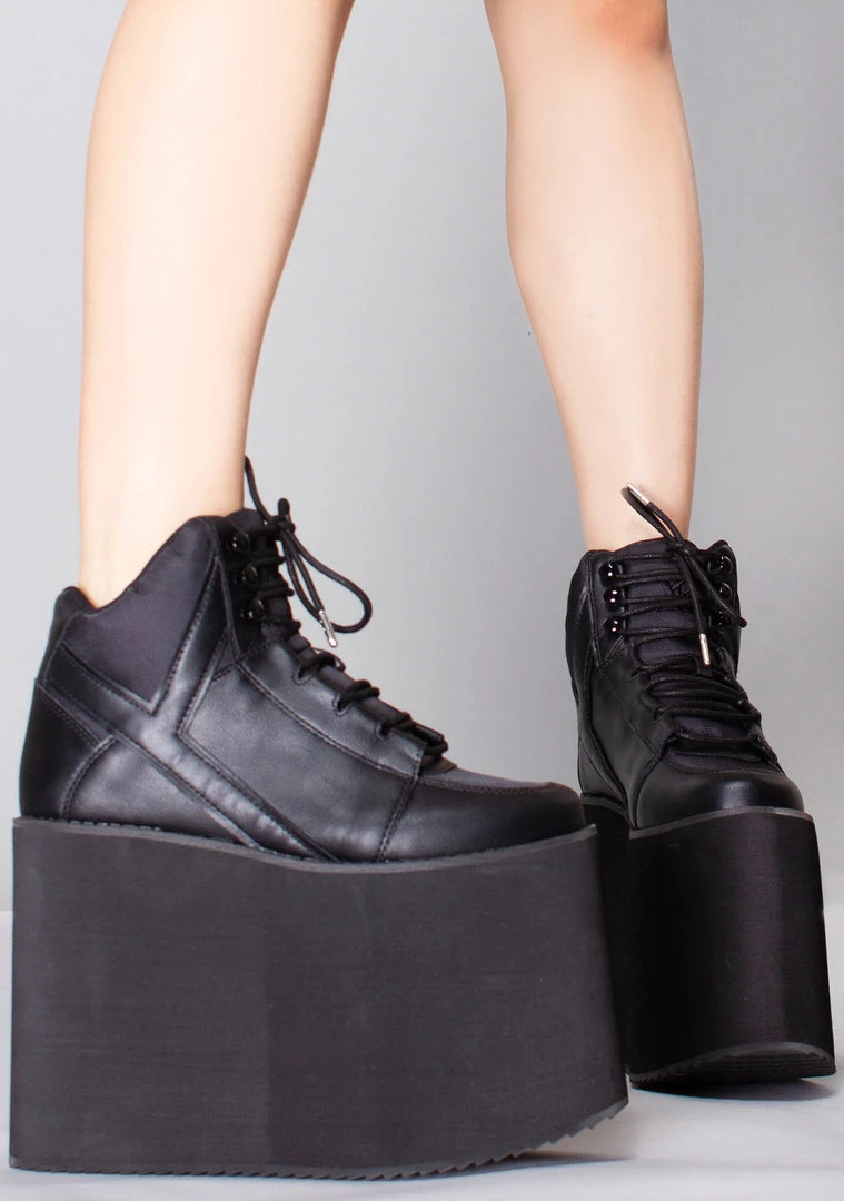 Y.R.U. Qozmo Sky Hi Platform Sneakers In Black Shoes