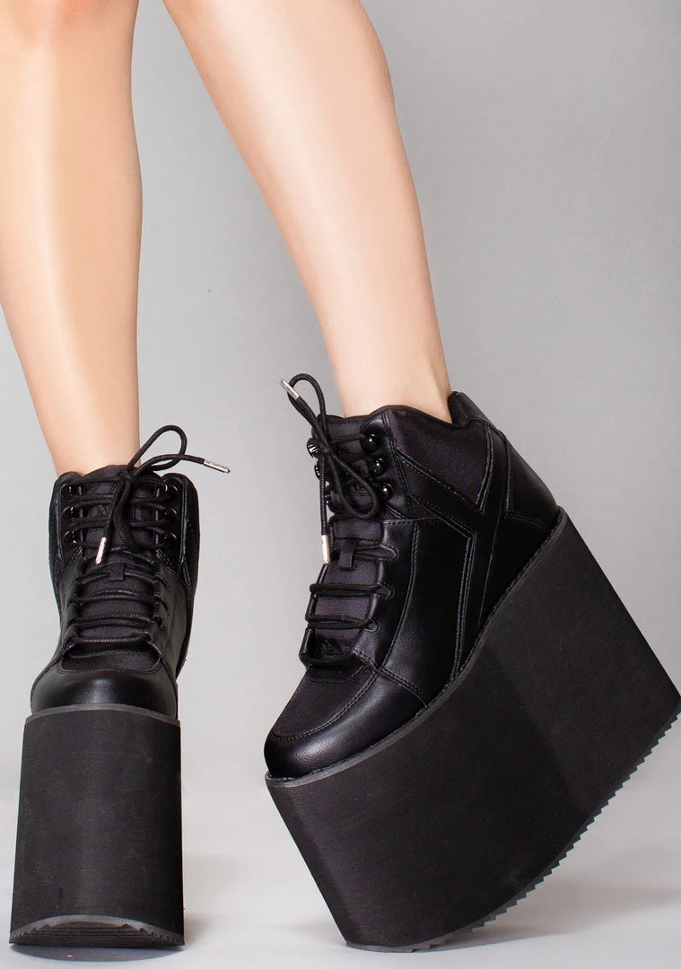 Y.R.U. Qozmo Sky Hi Platform Sneakers In Black Shoes